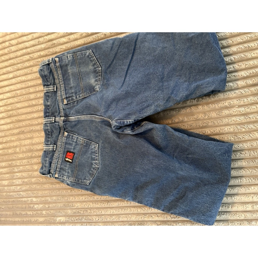 WRANGLER RIGGS WORK WEAR DURA SHIELD DENIM FLANNEL LINED BLUE JEANS 34x30 - Picture 11 of 14